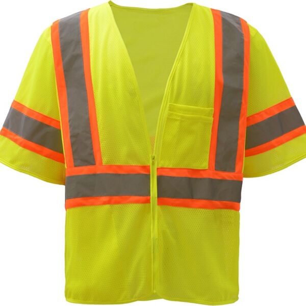 Standard Class 3 Two Tone Mesh Zipper Safety Vest Thumbnail